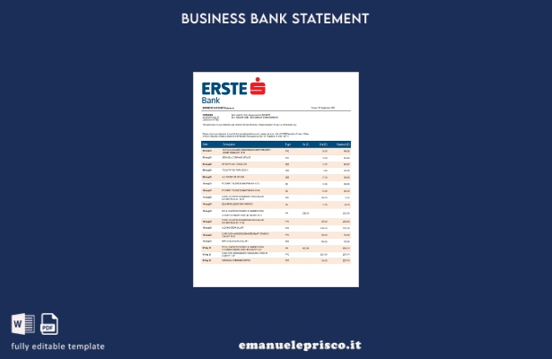 stile verificato Modello di estratto conto di controllo della società Erste Bank